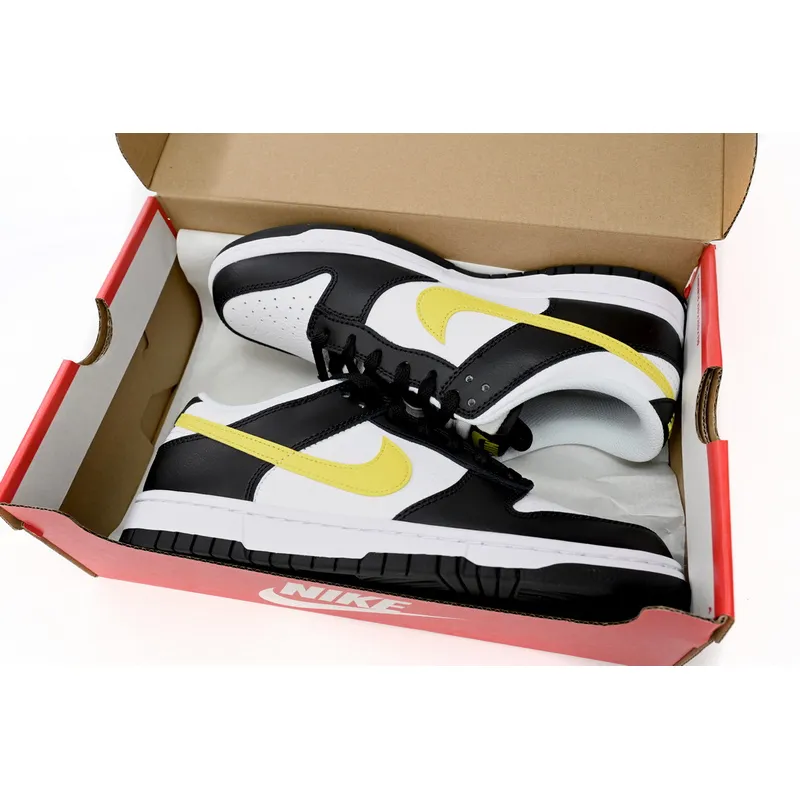【Limited Time 50% Off】 Perfectkicks Dunk Low Black, white, And Yellow, FQ2431-001