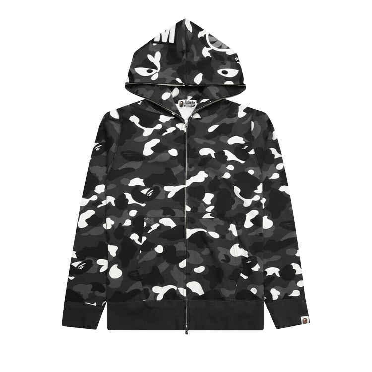 BAPE City Camo Shark Full Zip Hoodie Black,1J20 115 002 BLACK