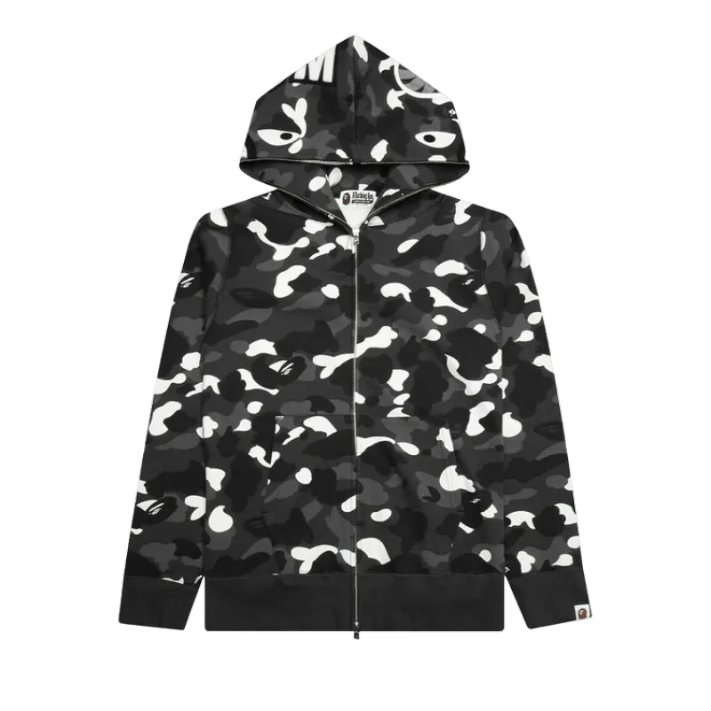 BAPE City Camo Shark Full Zip Hoodie Black,1J20 115 002 BLACK