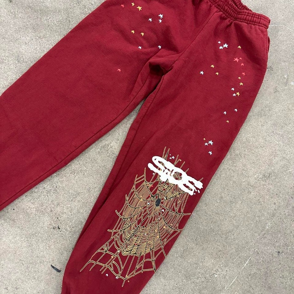 Sp5der Logo Maroon Sweatpants