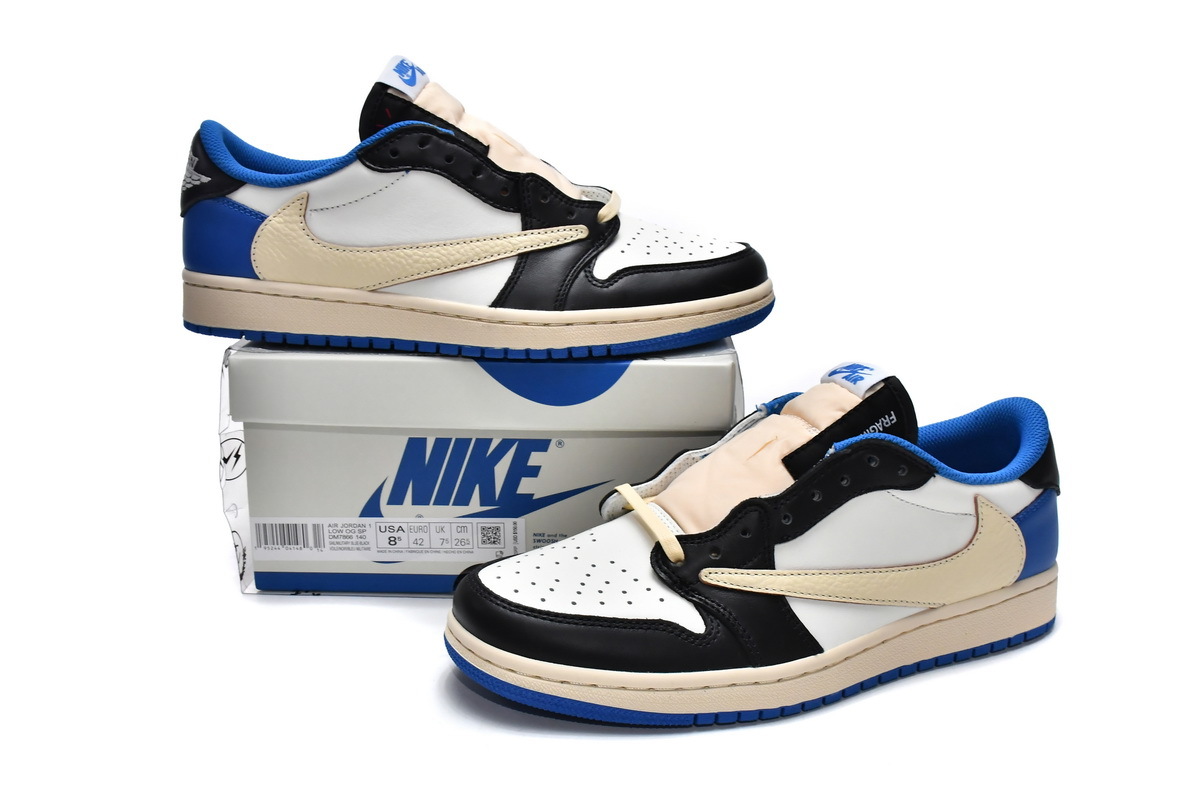  【Buy 1 Pair Perfectkicks Get 2nd For $9.9】Jordan 1 Low Travis Scott Fragment Design, DM7866-140