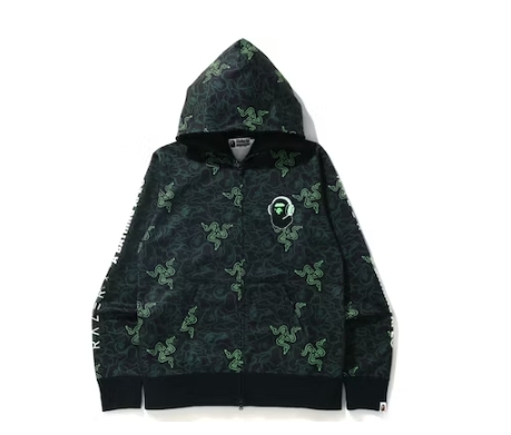 BAPE Hoodie x Razer A Bathing Ape Neon Camo Full Zip Hoodie Green,FW20