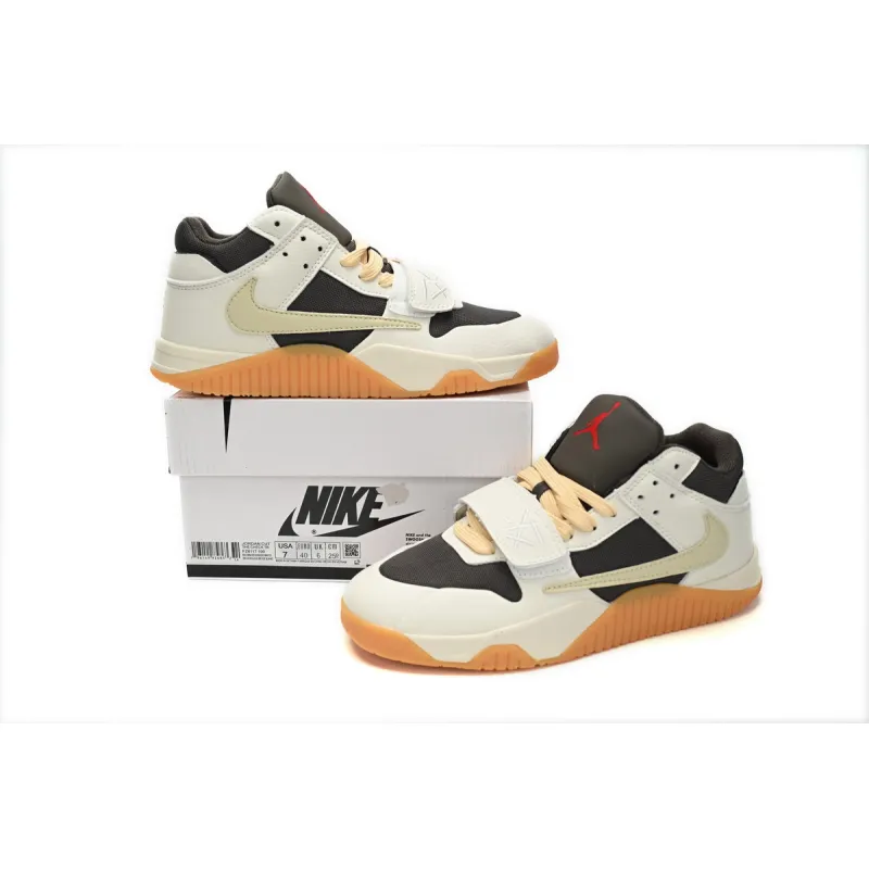 H12 Travis Scott x Jordan Cut The Check Nice Kicks White Brown, FZ8117-100