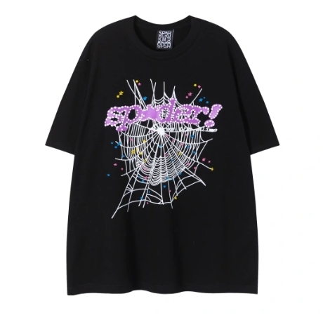  PK Sp5der Web Print Casual Round Neck T-shirt Black 