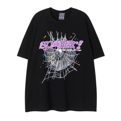  PK Sp5der Web Print Casual Round Neck T-shirt Black  01