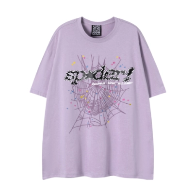  PK Sp5der Web Print Casual Round Neck T-shirt Purple 01