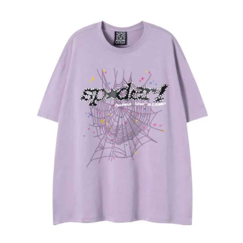 Perfectkicks Sp5der Web Print Casual Round Neck T-shirt Purple