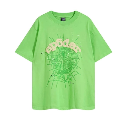  PK Sp5der Web Print Casual Round Neck T-shirt Green 01