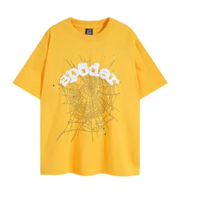 Perfectkicks Sp5der Web Print Casual Round Neck T-shirt ,Yellow 01