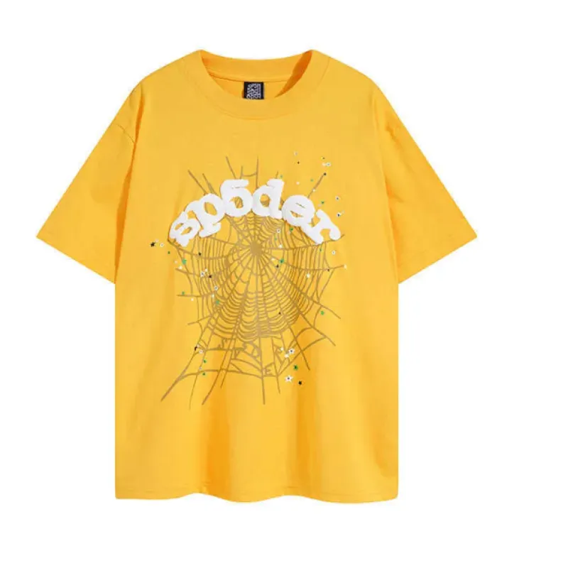 Perfectkicks Sp5der Web Print Casual Round Neck T-shirt ,Yellow