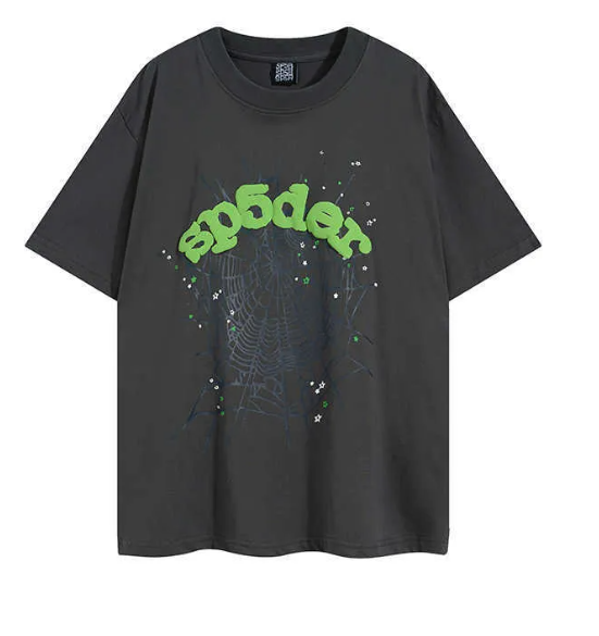  PK Sp5der Web Print Casual Round Neck T-shirt ,Light Black