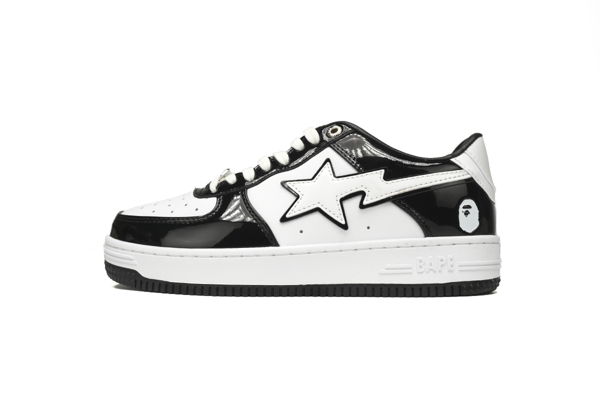  GET A Bathing Ape Bape Sta Low Black White 1H70-191-001 