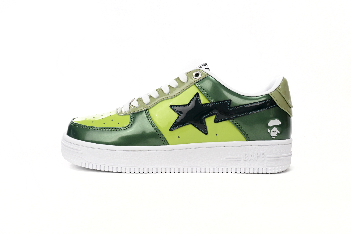  GET  A Bathing Ape Bape Sta Low Black Green Mirror Surface 1H20 190 046