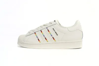 POP  Superstar Shoes White Black Gold White Rainbow ID7493 01