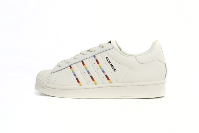 POP  Superstar Shoes White Black Gold White Rainbow ID7493 01