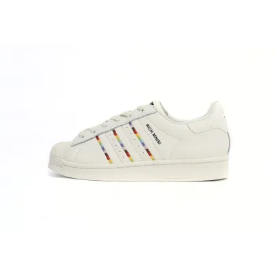POP  Superstar Shoes White Black Gold White Rainbow ID7493 01