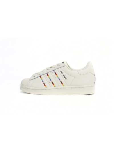 POP  Superstar Shoes White Black Gold White Rainbow ID7493 01