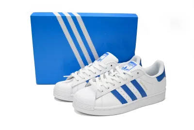 POP  Superstar Shoes White Black Light Blue and White H68093 02