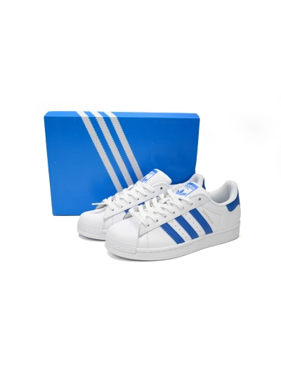 POP  Superstar Shoes White Black Light Blue and White H68093 02