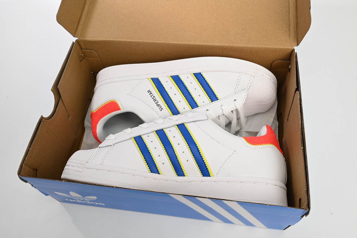 POP  Superstar Shoes White New White Blue HQ1939