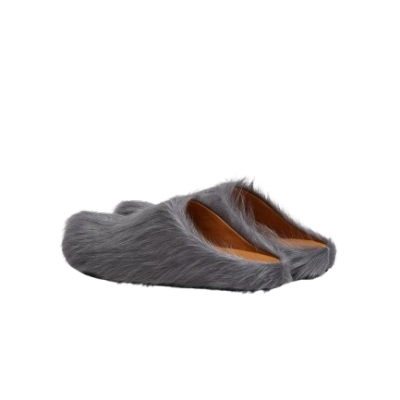 Perfectkicks Grey long-hair calfskin Fussbett sabot Marni Slides 02
