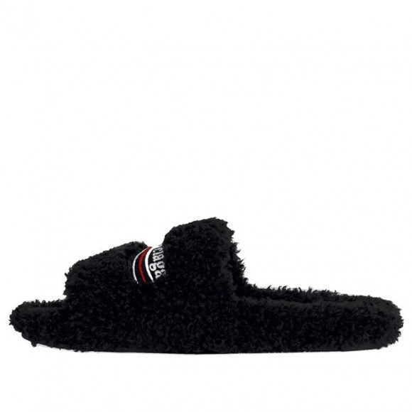 Balenciaga Furry Slide Black White (Women's)  654261W2DO11096
