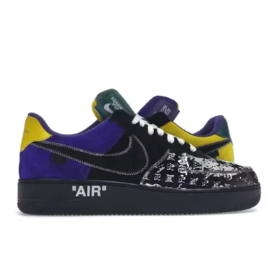 Perfectkicks Louis Vuitton Nike Air Force 1 Low By Virgil Abloh Black Metallic Silver 01