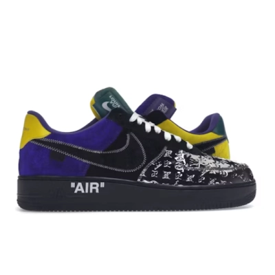 Perfectkicks Louis Vuitton Nike Air Force 1 Low By Virgil Abloh Black Metallic Silver 01