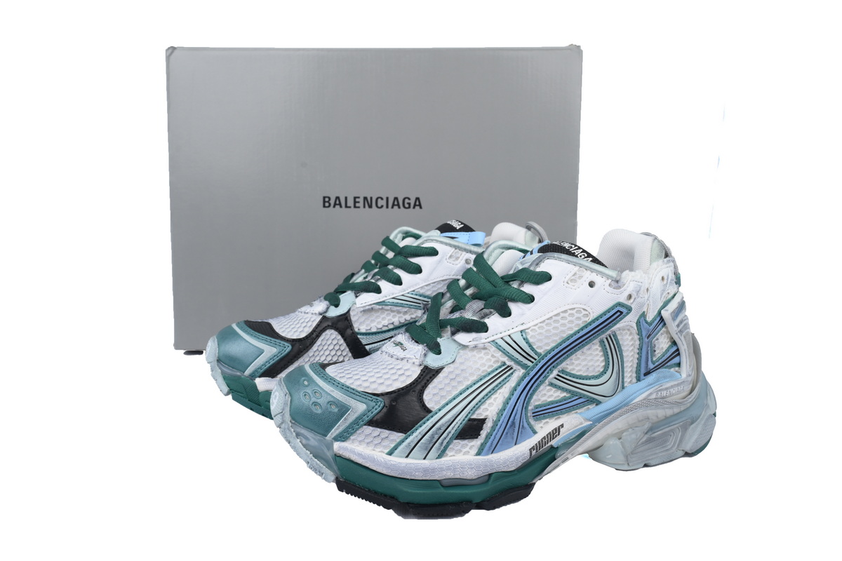 Perfectkicks Balenciaga Runner Sneaker 'White Green Blue' 772774 W3RMU 0623