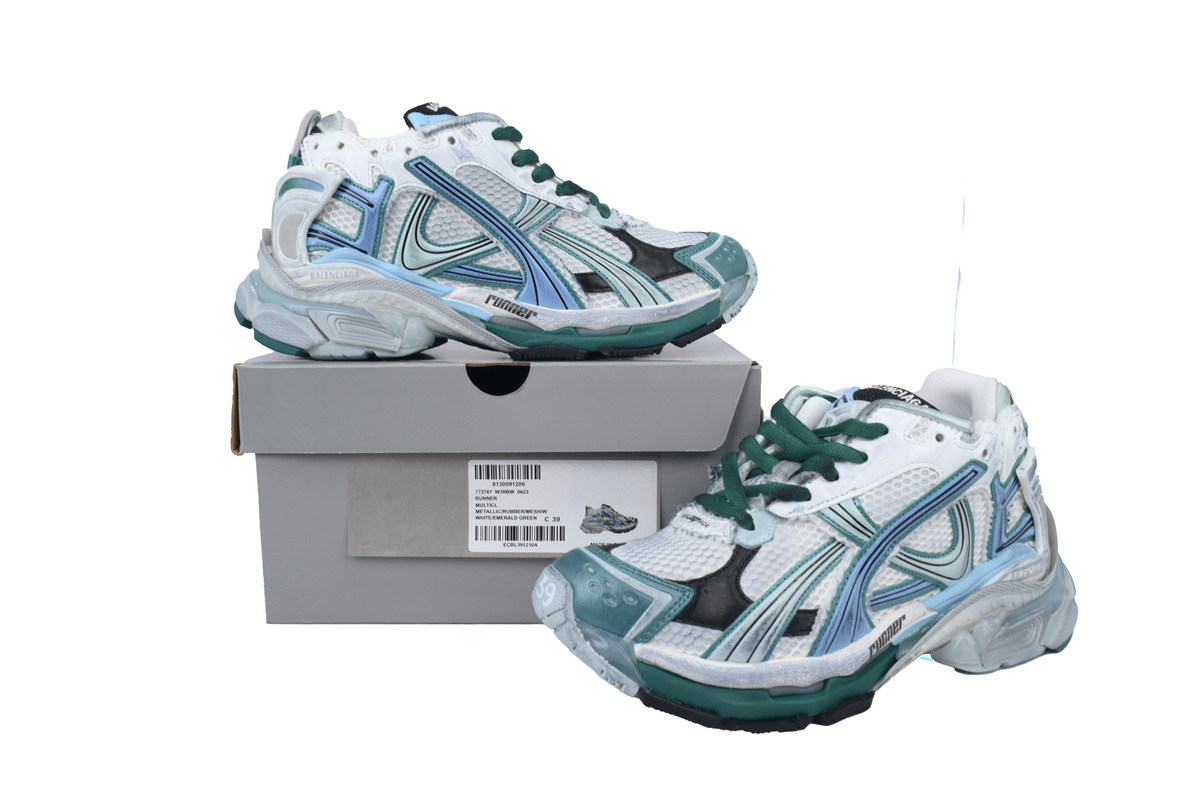 Perfectkicks Balenciaga Runner Sneaker 'White Green Blue' 772774 W3RMU 0623