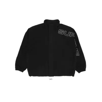 Supreme  spellout embroidered track jacket black 01