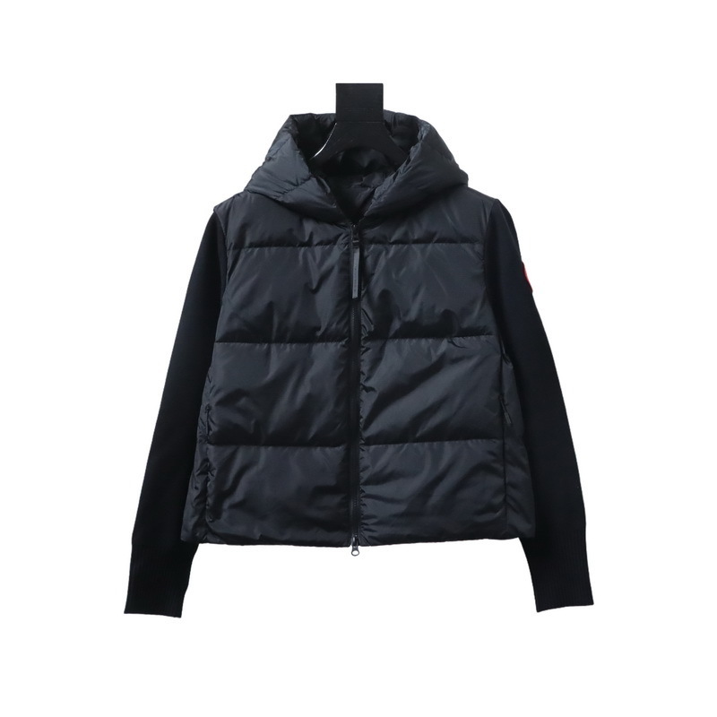 Canada goose plaid hooded knitted jacket White / Black