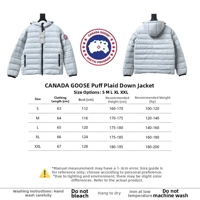 Canada goose Puff plaid down jacket White / Dark blue / Black