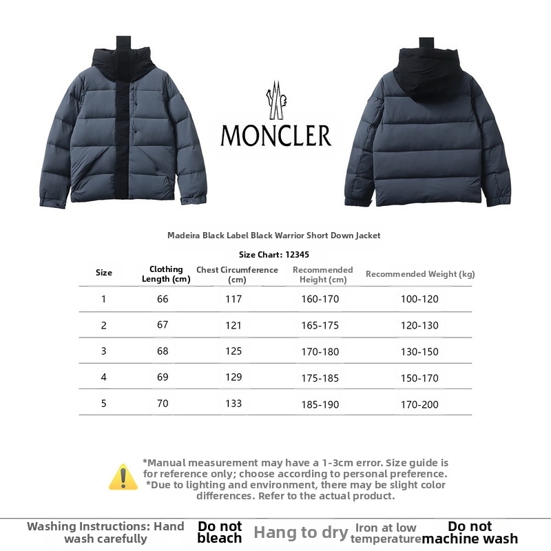 Moncler Black Warrior short down jacket Black Label Black gray/All black