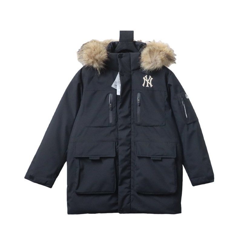 MLB down-filled workwear with large fur collar 2nd White/Black/Gray/Dark blue