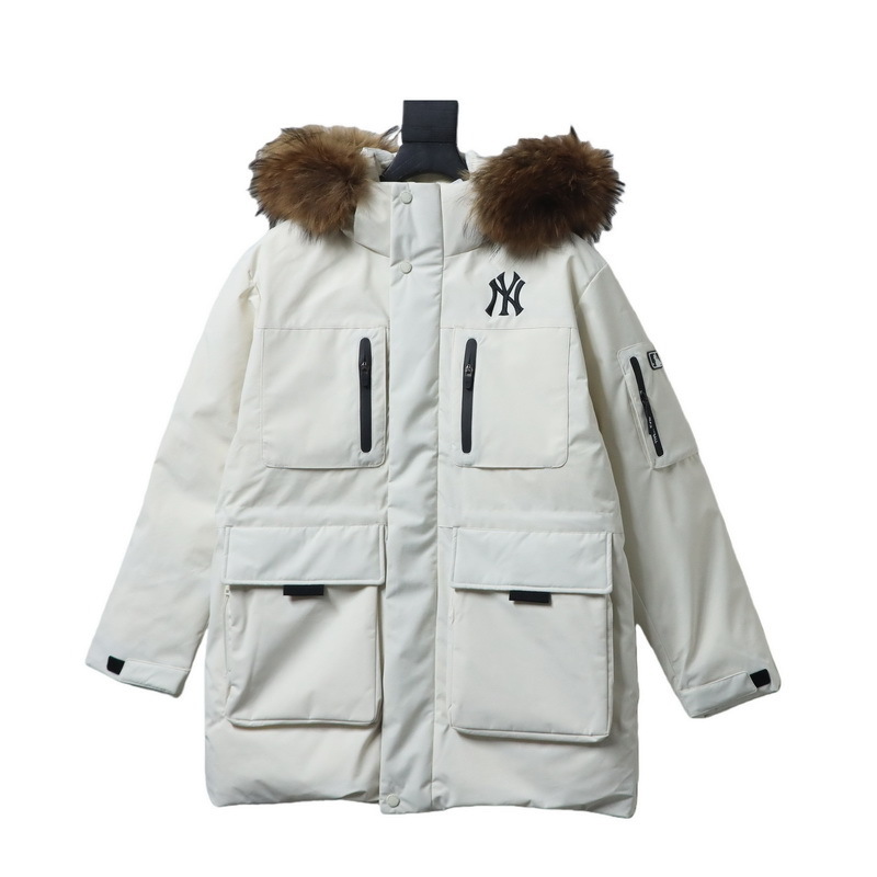 MLB down-filled workwear with large fur collar 2nd White/Black/Gray/Dark blue