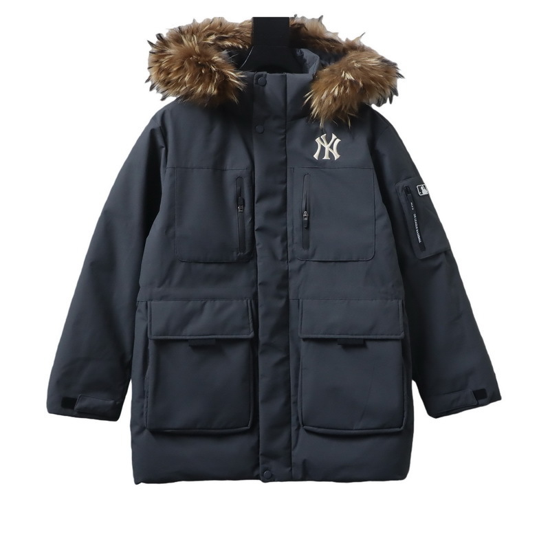 MLB down-filled workwear with large fur collar 2nd White/Black/Gray/Dark blue