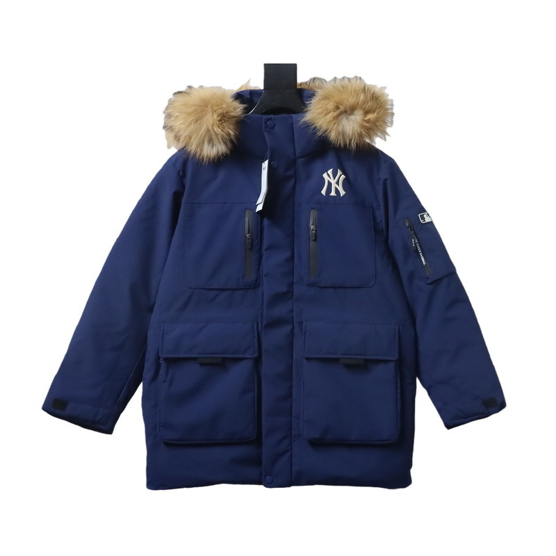 MLB down-filled workwear with large fur collar 2nd White/Black/Gray/Dark blue