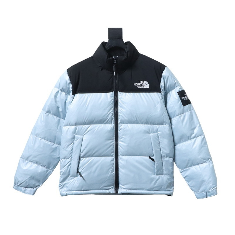 The North Face large checkered down jacket White/Black/Gray/Blue