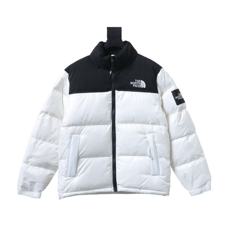 The North Face large checkered down jacket White/Black/Gray/Blue