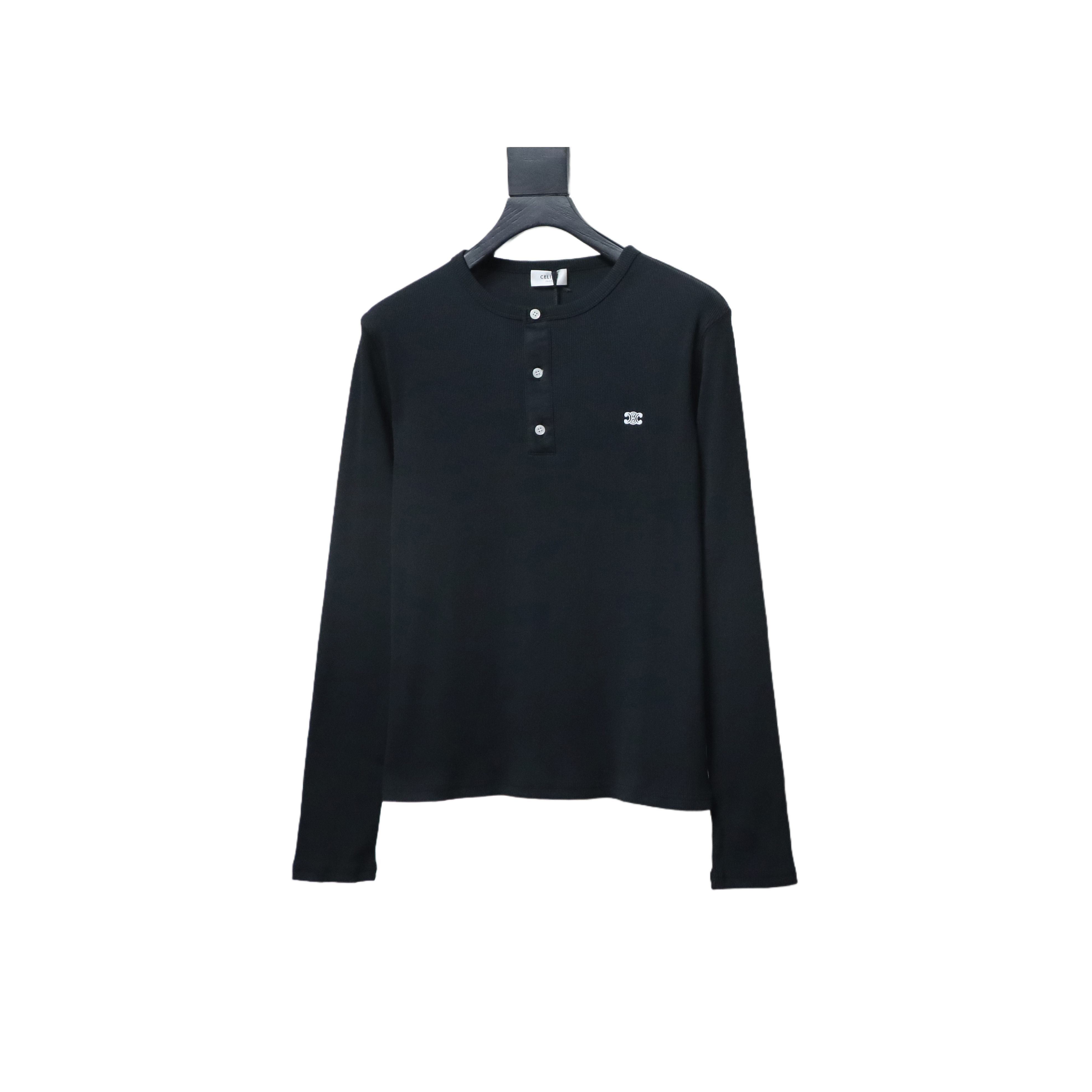 Celine CE Three-button half-open collar long-sleeved T-shirt P190
