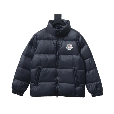 Moncler Micro-label patchwork stand-up collar down jacket Blue/Black 02
