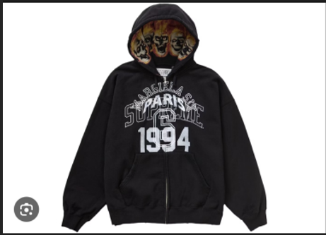 Supreme MM6 Maison Margiela Zip Up Hooded Sweatshirt 