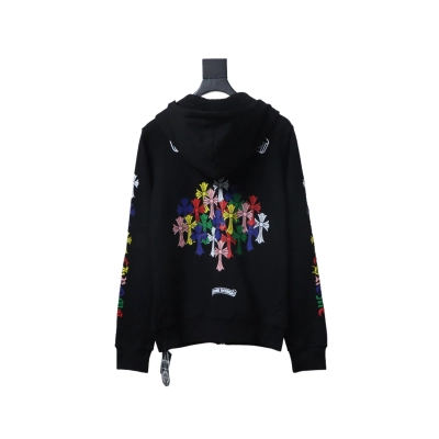 Chrome Hearts cross print zip-up Hoodie Black 01