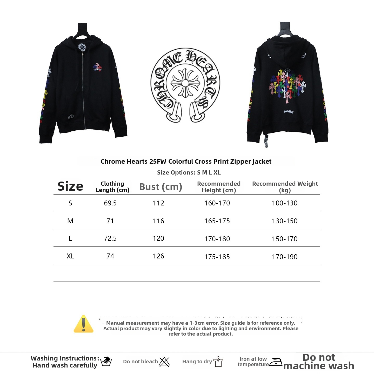 Chrome Hearts cross print zip-up Hoodie Black