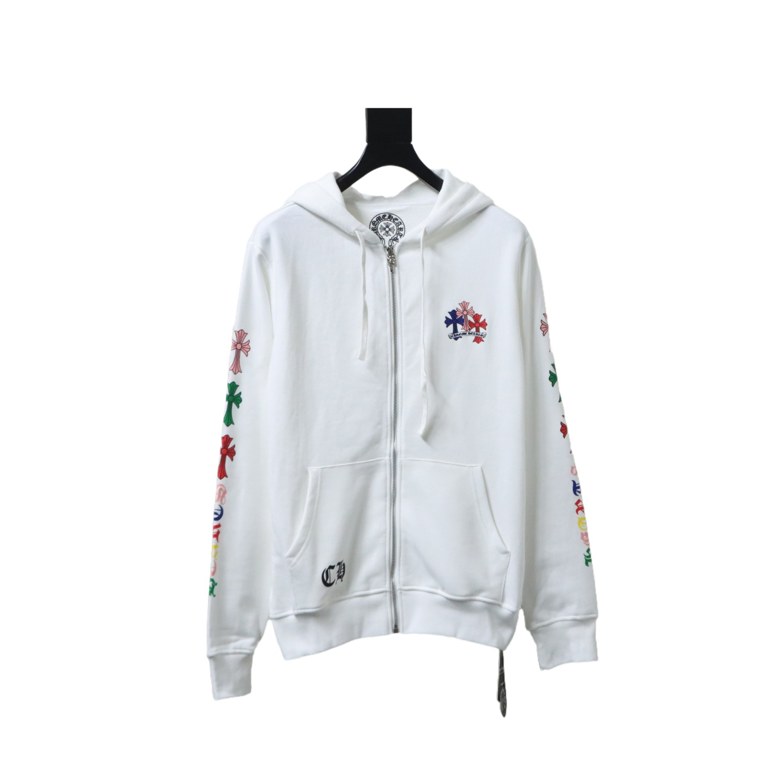 Chrome Hearts cross print zip-up Hoodie White