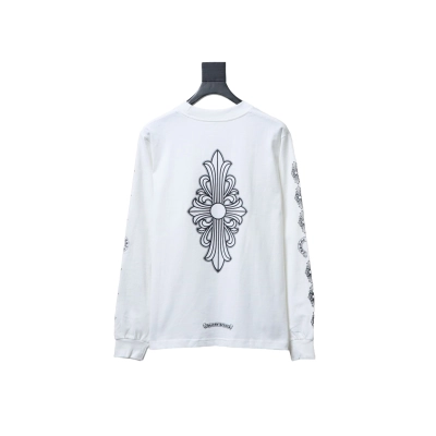 Chrome Hearts cross round neck long-sleeved T-shirt White 01