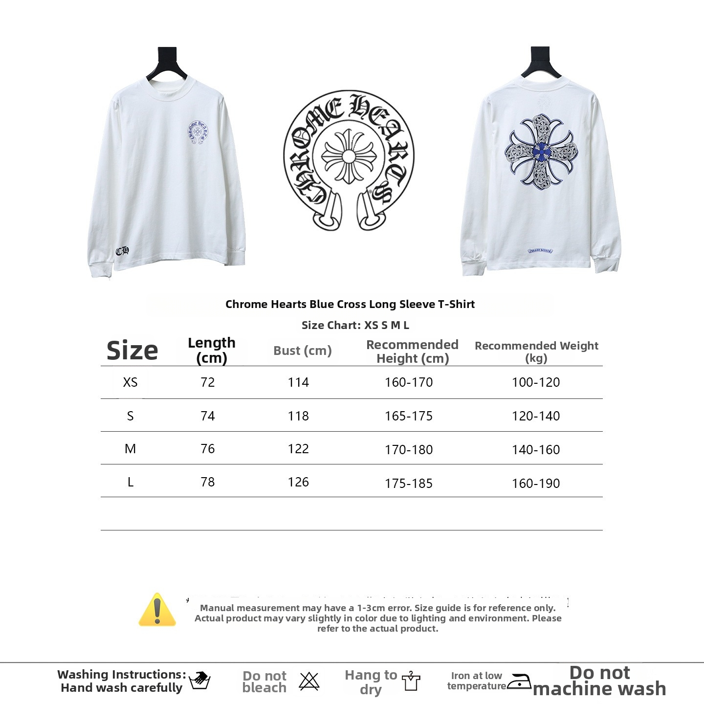 Chrome Hearts horseshoe cross round neck long-sleeved T-shirt White