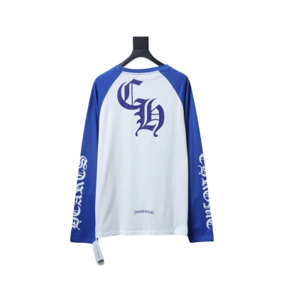 Chrome Hearts patchwork printed long-sleeved T-shirt Blue 01