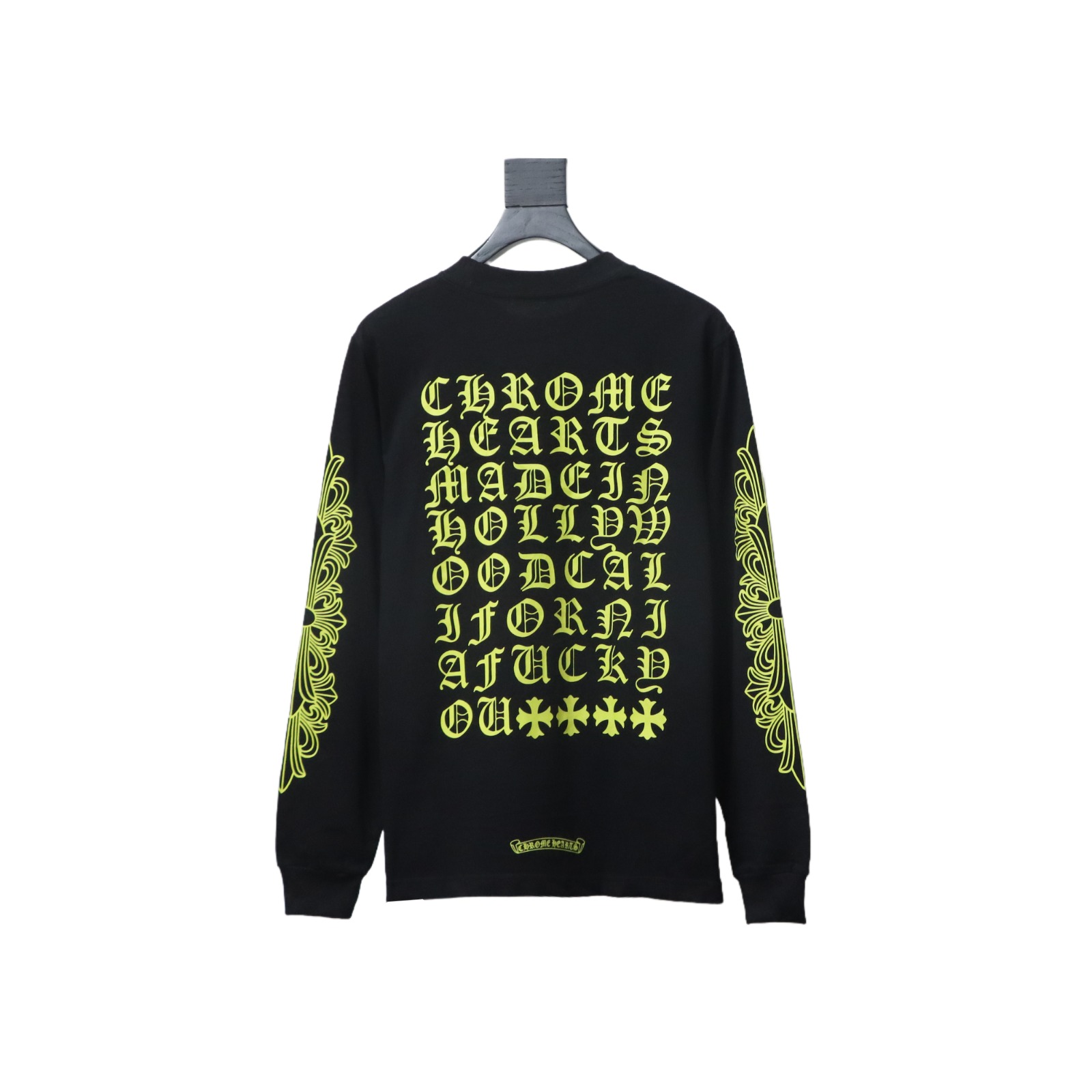 Chrome Hearts Sanskrit Lemon green long-sleeved T-shirt Black